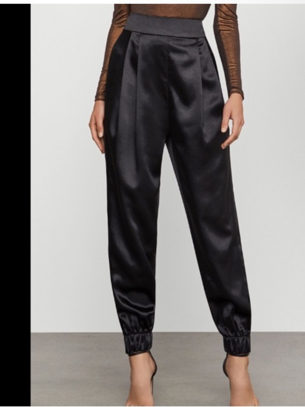 NWT BCBG high waist satin jogger pleated $198 retail sz S